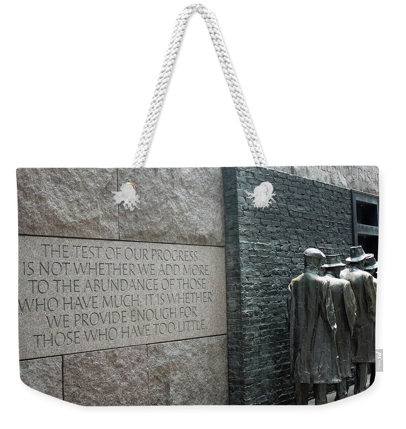 Maryland Weekender Tote Bag featuring the photograph FDR Memorial - Shared Sacrifice by Ronald Reid
