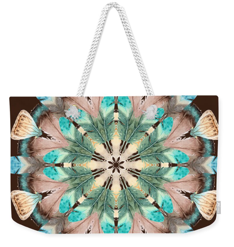 Blue Weekender Tote Bag featuring the digital art Feathers by Mary Machare