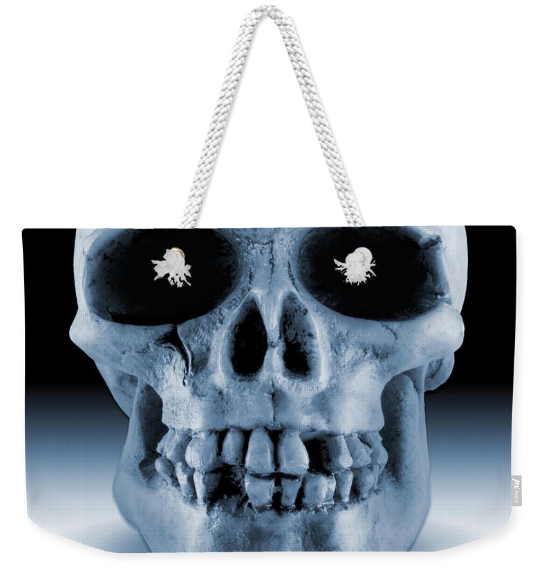 Skull Weekender Tote Bag featuring the photograph Feeling Blue by Mike McGlothlen