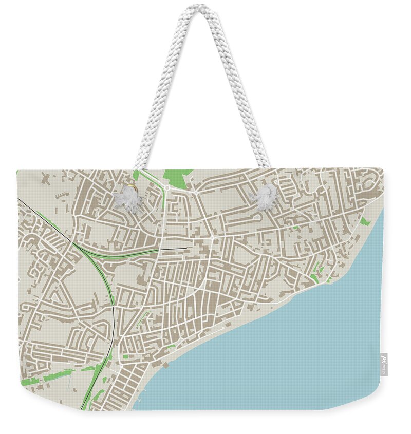 Felixstowe Weekender Tote Bag featuring the digital art Felixstowe Suffolk UK City Street Map by Frank Ramspott