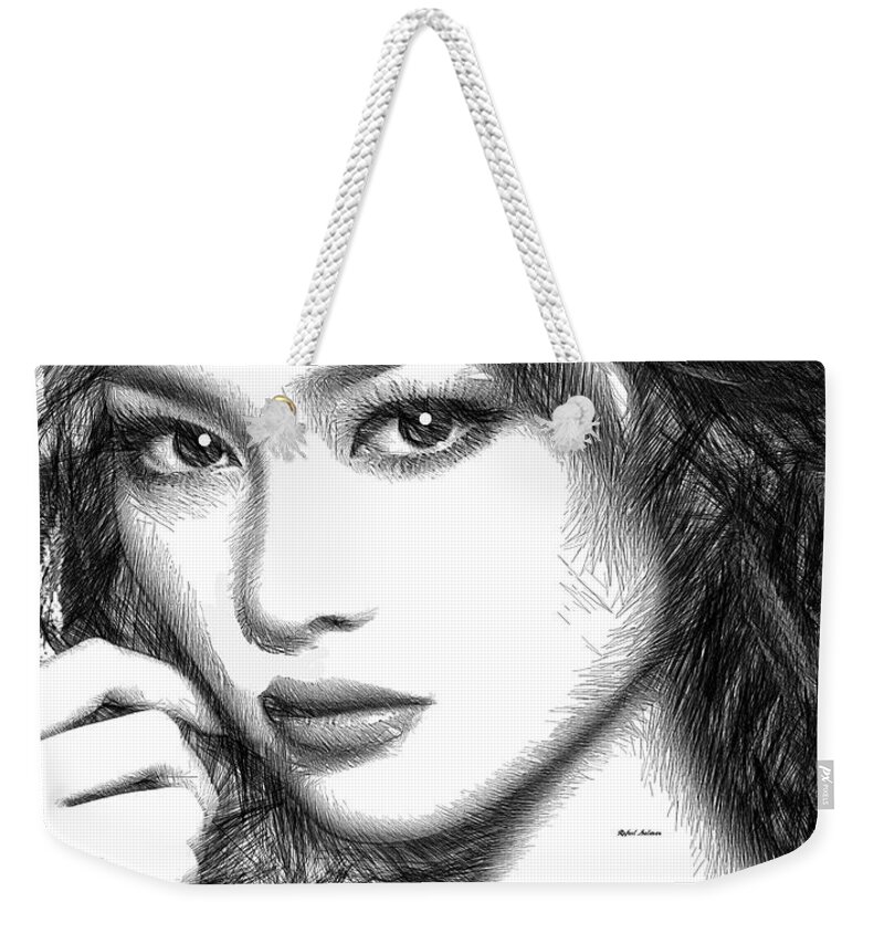 Rafael Salazar Weekender Tote Bag featuring the digital art Female Sketch 1275 by Rafael Salazar