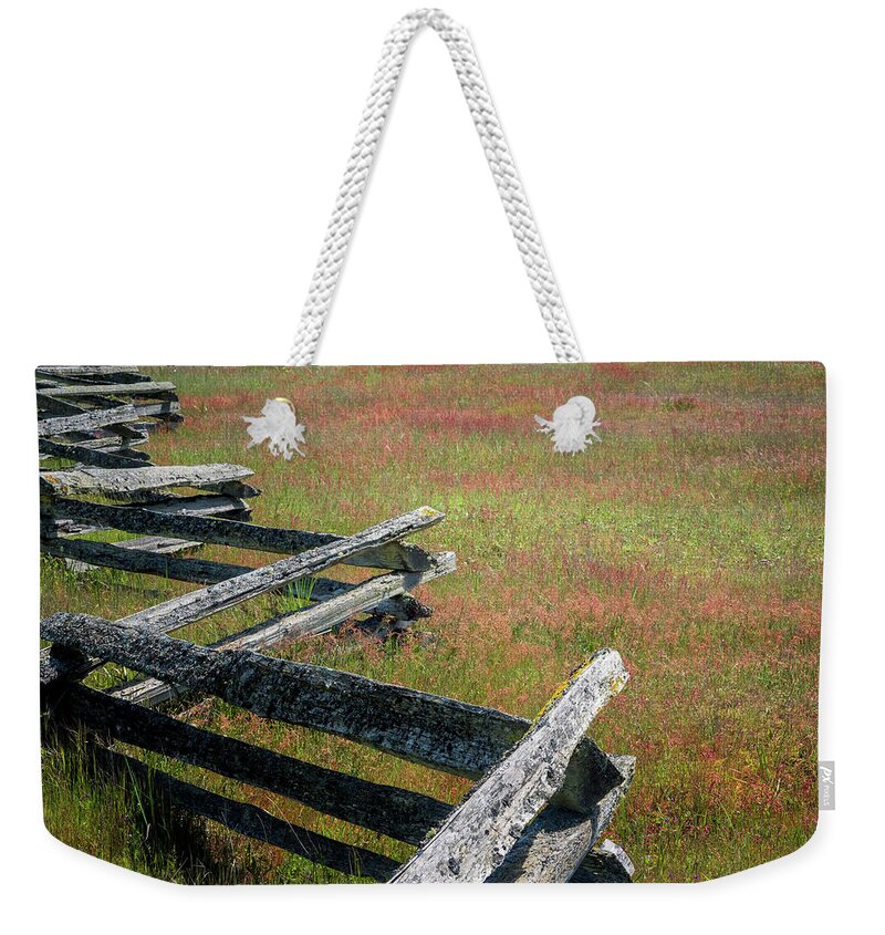 Oregon Coast Weekender Tote Bag featuring the photograph Fence And Field by Tom Singleton