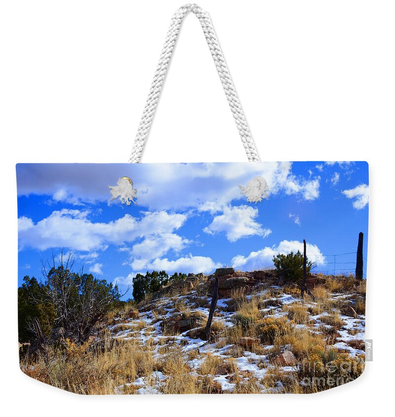 Southwest Landscape Weekender Tote Bag featuring the photograph Fence Post by Robert WK Clark