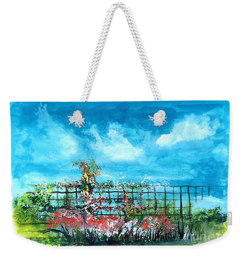Flowers Weekender Tote Bag featuring the painting Fenceline Floral by David Neace