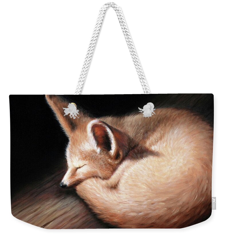 Fox Weekender Tote Bag featuring the painting Fennec Fox by Linda Merchant