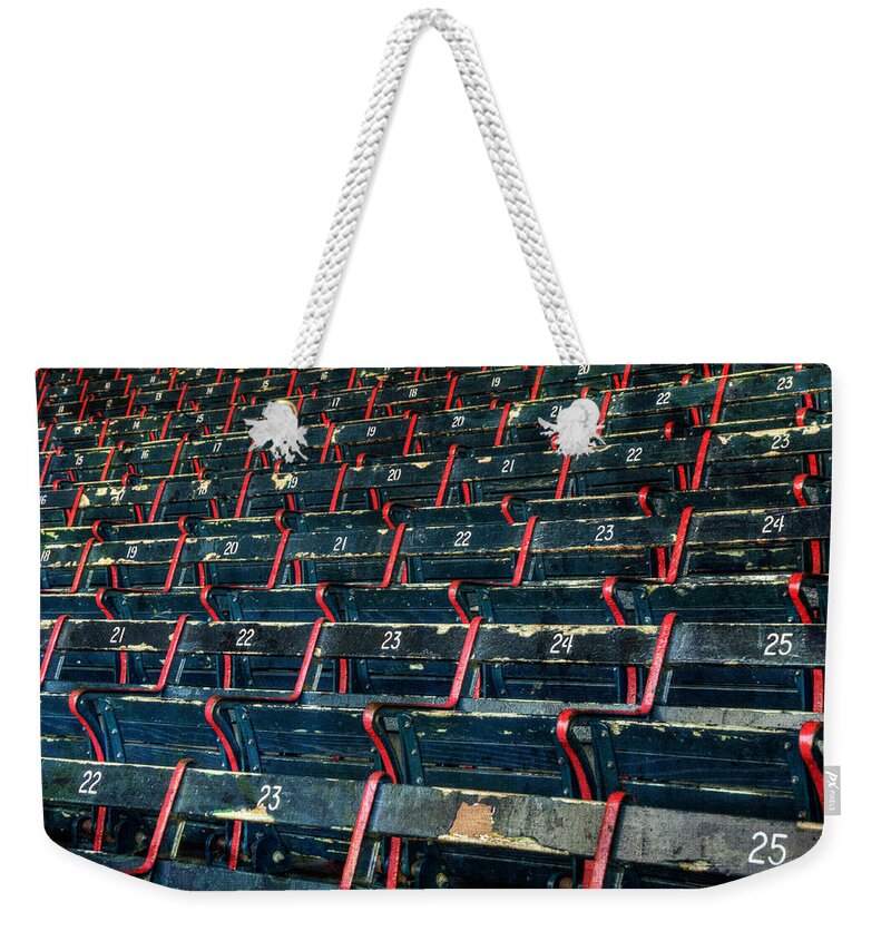 Boston Red Sox Weekender Tote Bag featuring the photograph Fenway Park Grandstand Seats by Joann Vitali