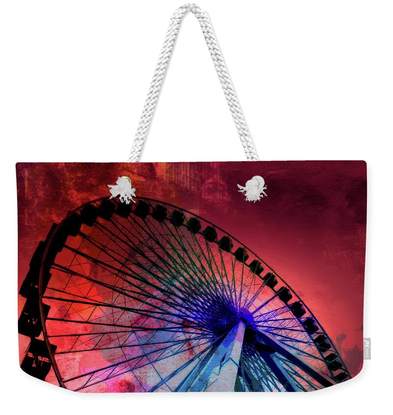 Louvre Weekender Tote Bag featuring the mixed media Ferris 8 by Priscilla Huber