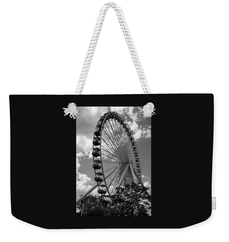 Chicago Weekender Tote Bag featuring the photograph Ferris Wheel - Navy Pier by John Roach