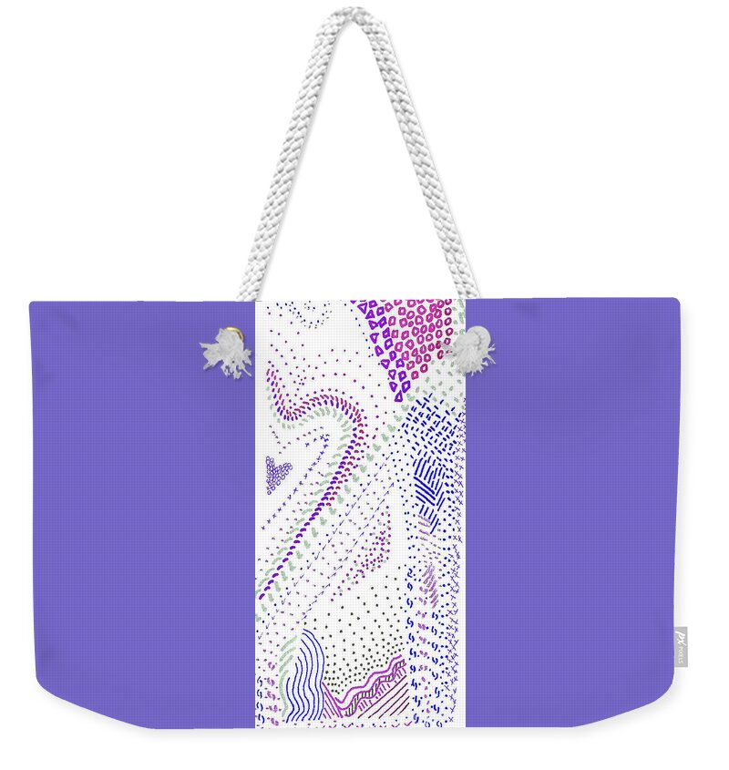 Heart Weekender Tote Bag featuring the drawing Festival in Pink and Purple by Corinne Carroll