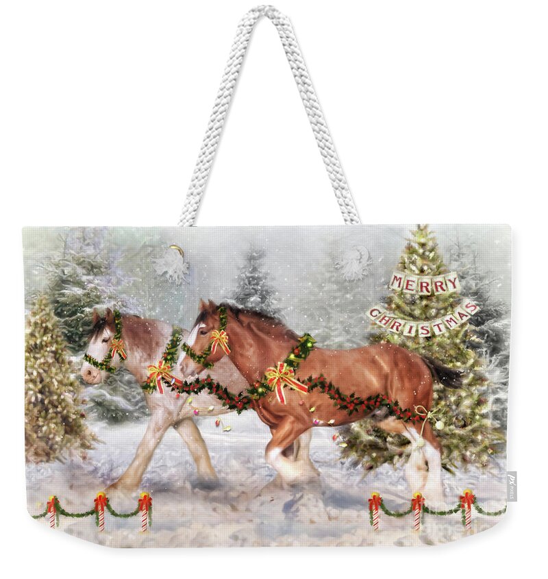 Clydesdale Weekender Tote Bag featuring the digital art Festive Fun by Trudi Simmonds
