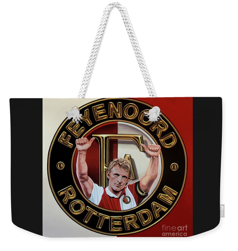 Feyenoord Weekender Tote Bag featuring the painting Feyenoord Rotterdam Painting by Paul Meijering
