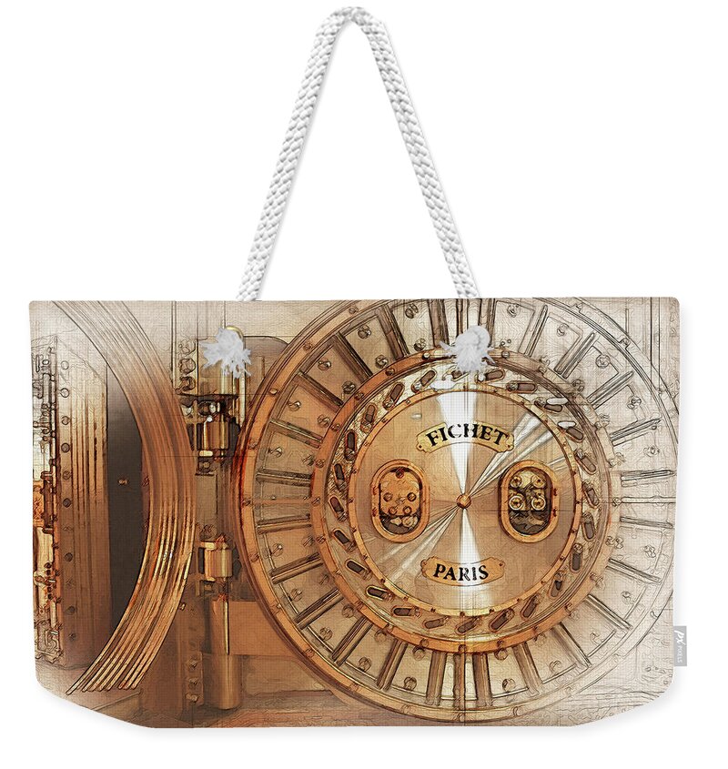 'bank Vaults & Locks' Collection By Serge Averbukh Weekender Tote Bag featuring the digital art Fichet Bank Vault Door and Lock by Serge Averbukh