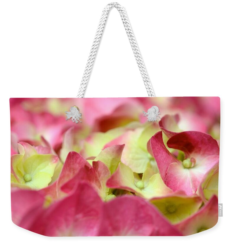 Green Weekender Tote Bag featuring the photograph Field of Petals by Corinne Rhode