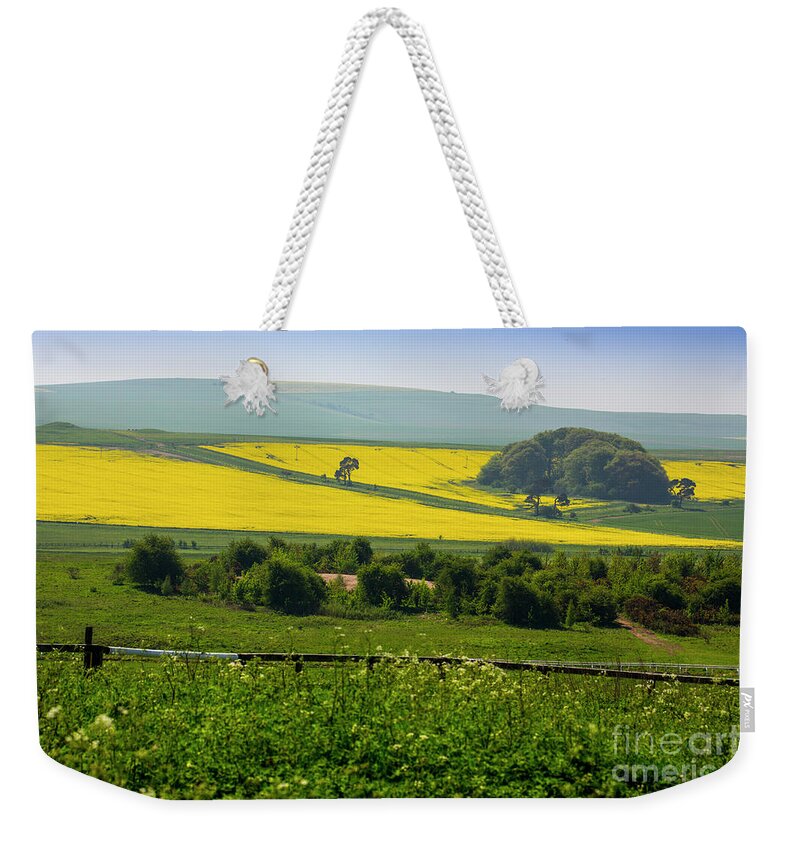 Rapeseed Weekender Tote Bag featuring the photograph Field of rapeseed by Sheila Smart Fine Art Photography