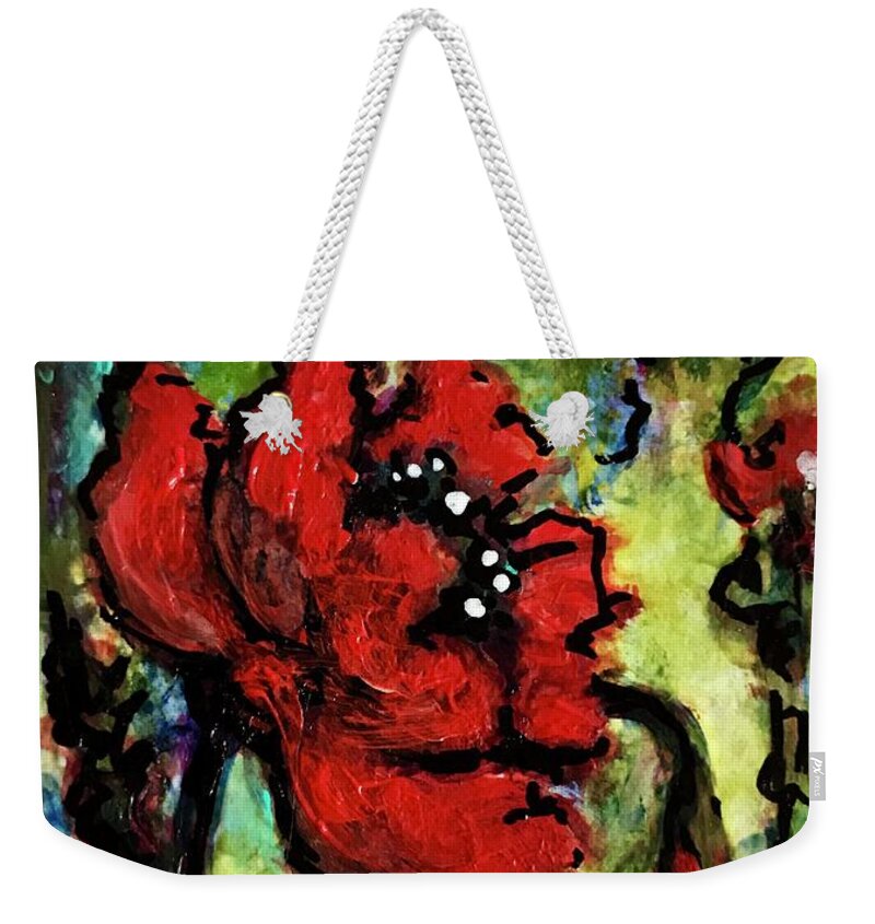 Miniature Art Weekender Tote Bag featuring the painting Field Poppy by Rae Chichilnitsky