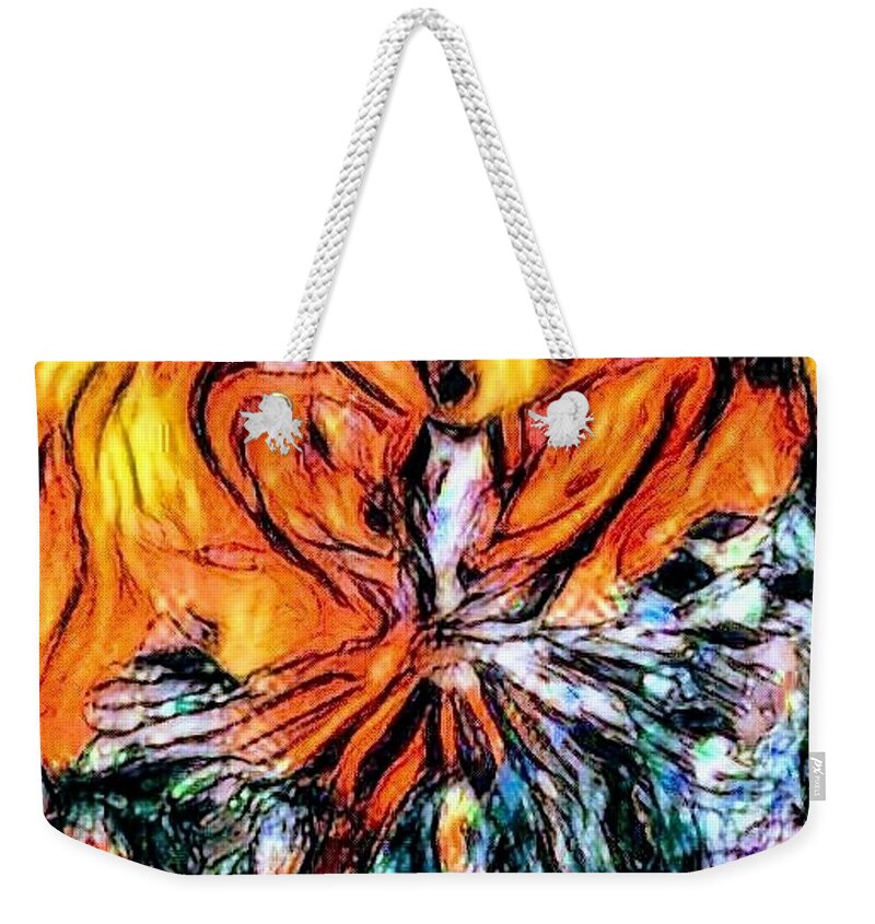 Fiery Crystal Weekender Tote Bag featuring the pastel Fiery Crystal by Brenae Cochran