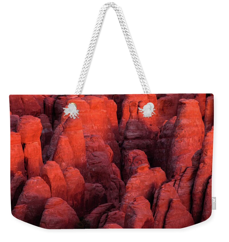 Utah Weekender Tote Bag featuring the photograph Fiery Furnace by Dustin LeFevre