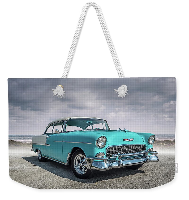 Vintage Weekender Tote Bag featuring the digital art Fifty-Five Chevy by Douglas Pittman