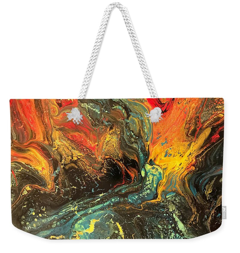 Fight Weekender Tote Bag featuring the painting Fight by Dorothy Maier