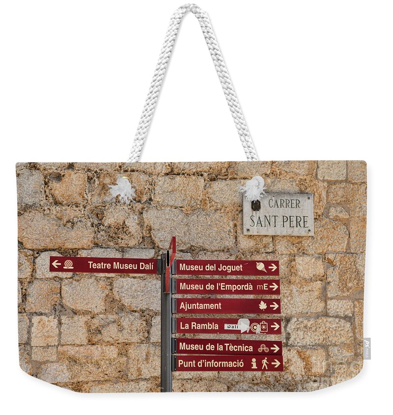Figueres Weekender Tote Bag featuring the photograph Figueres Catalonia Spain Sign Dali Museum by Chuck Kuhn