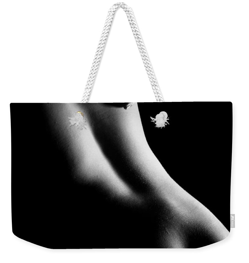 Nude Weekender Tote Bag featuring the photograph Figure Study with Hand by Joe Kozlowski