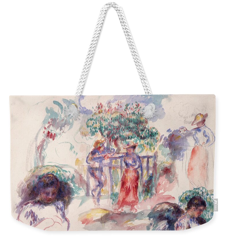 19th Century Art Weekender Tote Bag featuring the painting Figures under a Tree by Auguste Renoir