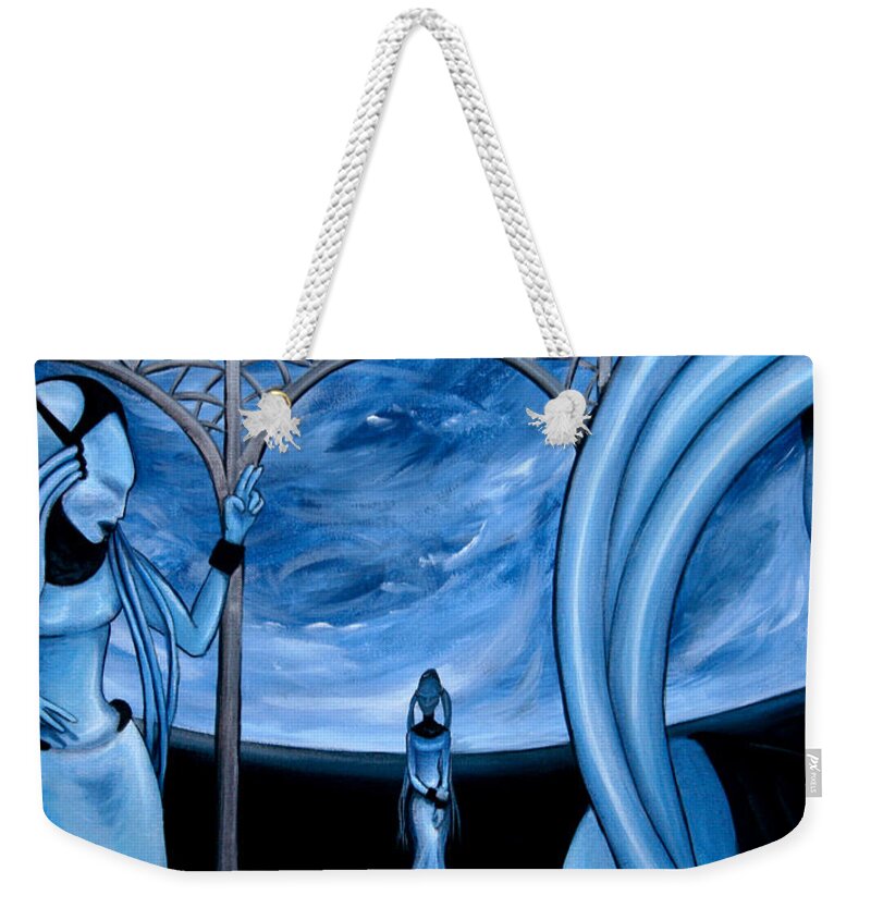 Blues Weekender Tote Bag featuring the painting Film Spirit of Diva Plavalaguna by M E