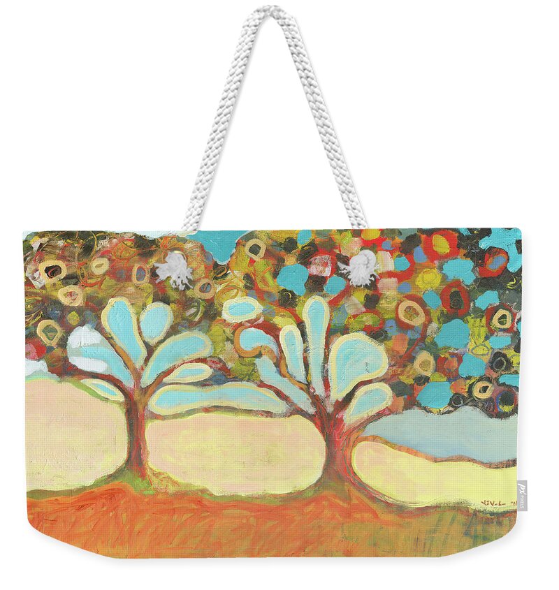 Tree Weekender Tote Bag featuring the painting Finding Strength Together by Jennifer Lommers