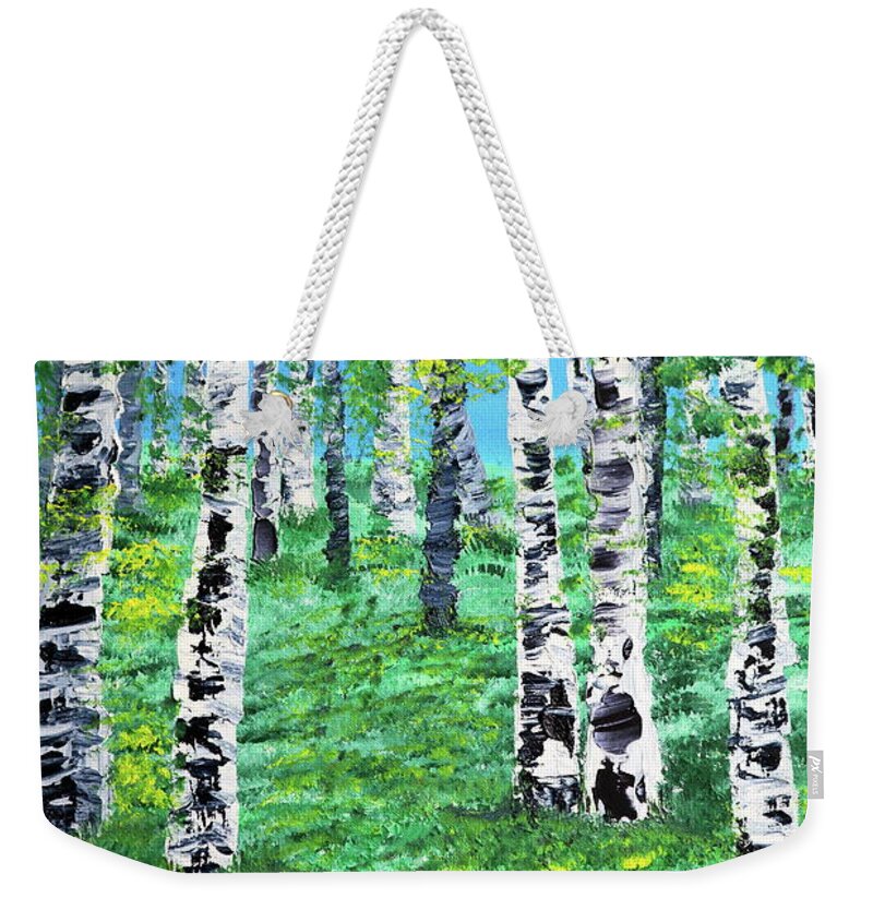 Birch Weekender Tote Bag featuring the painting Finland Birches by Valerie Ornstein