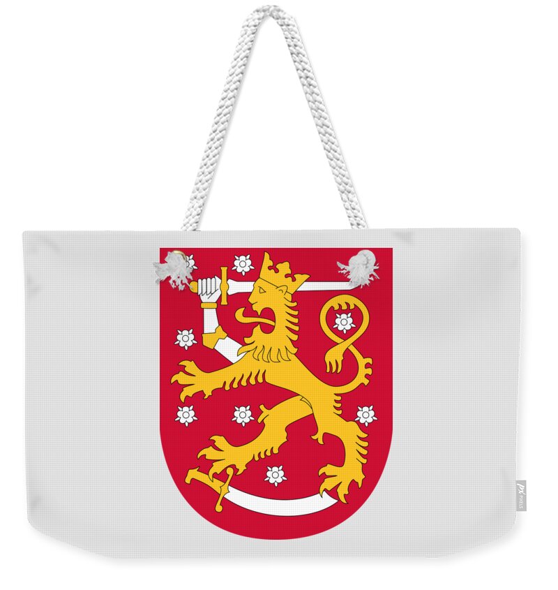 Finland Weekender Tote Bag featuring the drawing Finland Coat of Arms by Movie Poster Prints