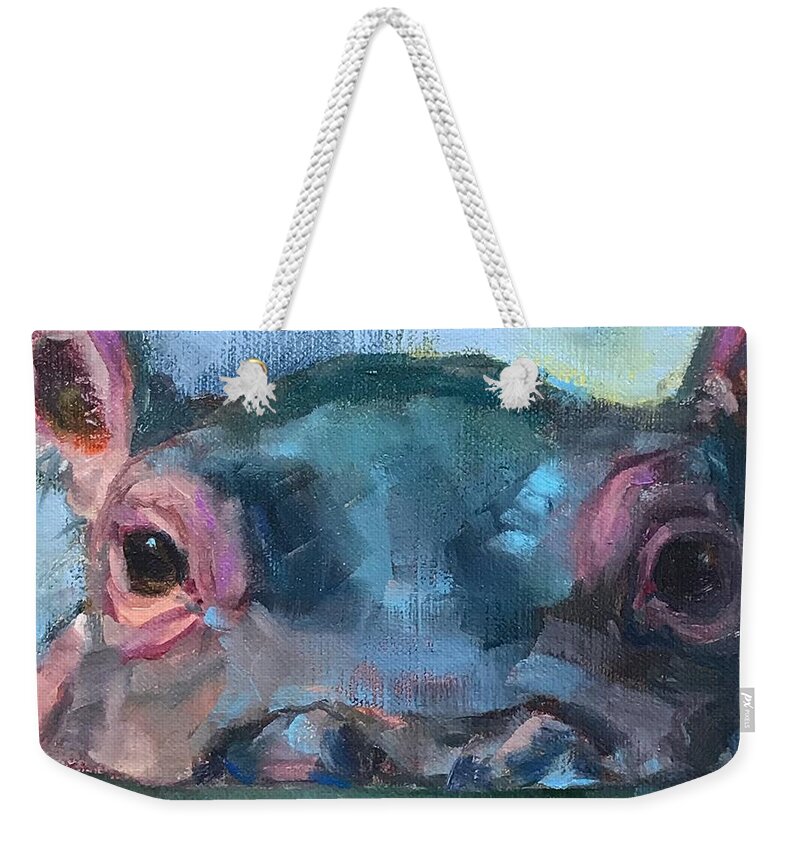 Hippo Weekender Tote Bag featuring the painting Fionahippo by Marion Corbin Mayer
