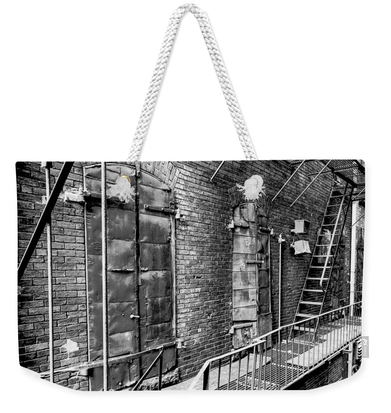 Boston Weekender Tote Bag featuring the photograph Fire Escape and Doors by SR Green