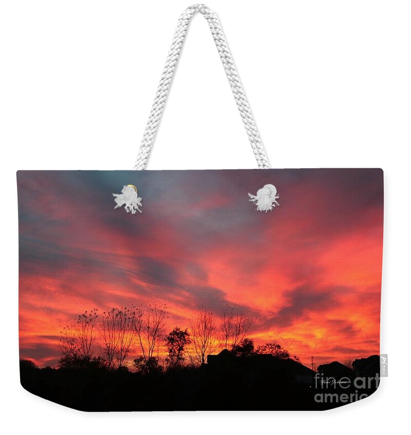 Sunset Weekender Tote Bag featuring the photograph Fire in sky by Yumi Johnson
