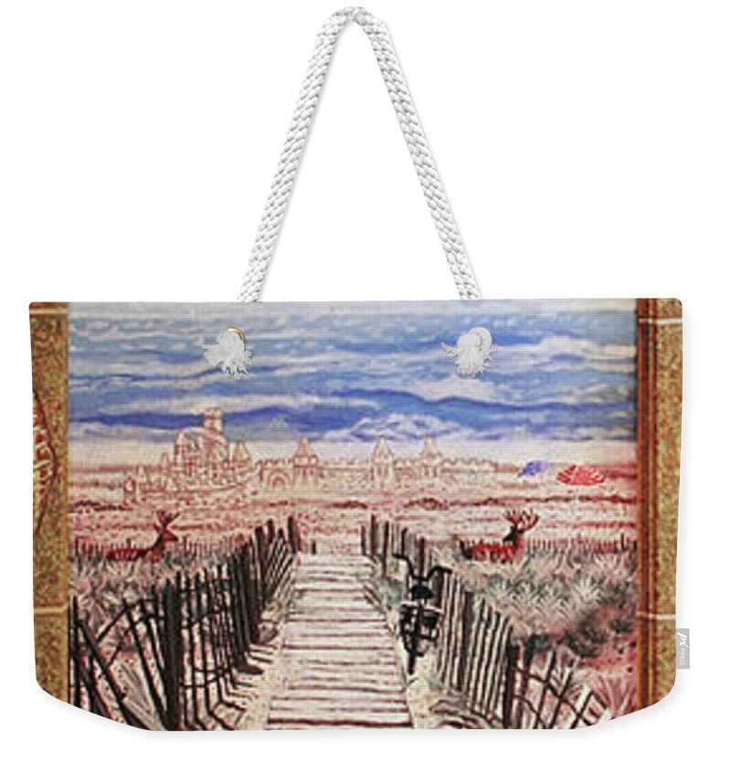 Fire Island Beach Weekender Tote Bag featuring the painting Fire Island walkway To The Beach by Bonnie Siracusa
