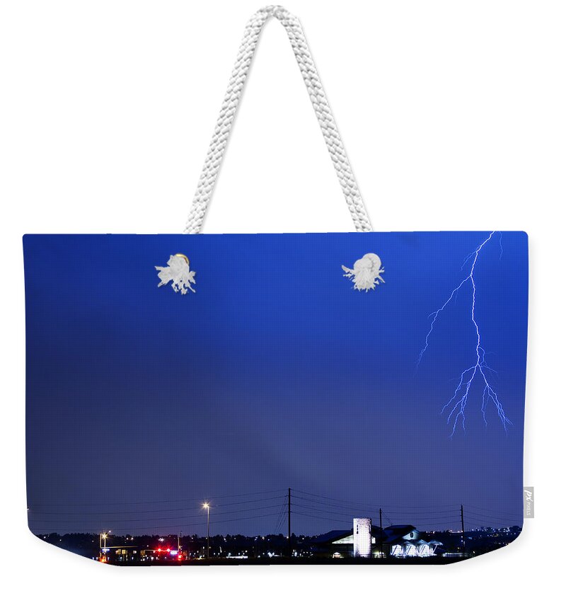 Boulder Weekender Tote Bag featuring the photograph Fire Rescue Station 67 Lightning Thunderstorm 2 by James BO Insogna