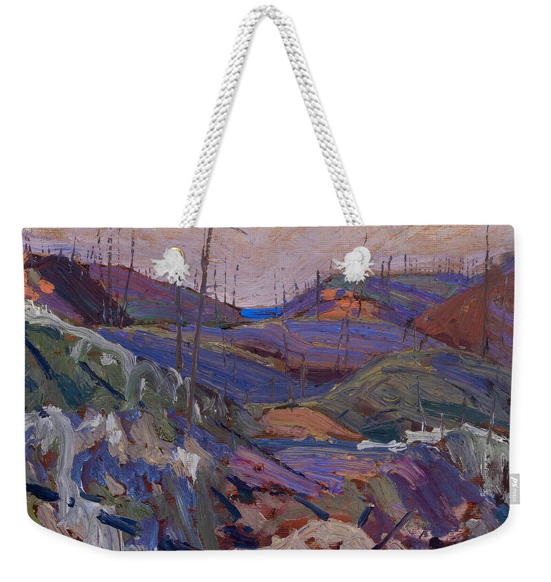 20th Century Art Weekender Tote Bag featuring the painting Fire-Swept Hills by Tom Thomson
