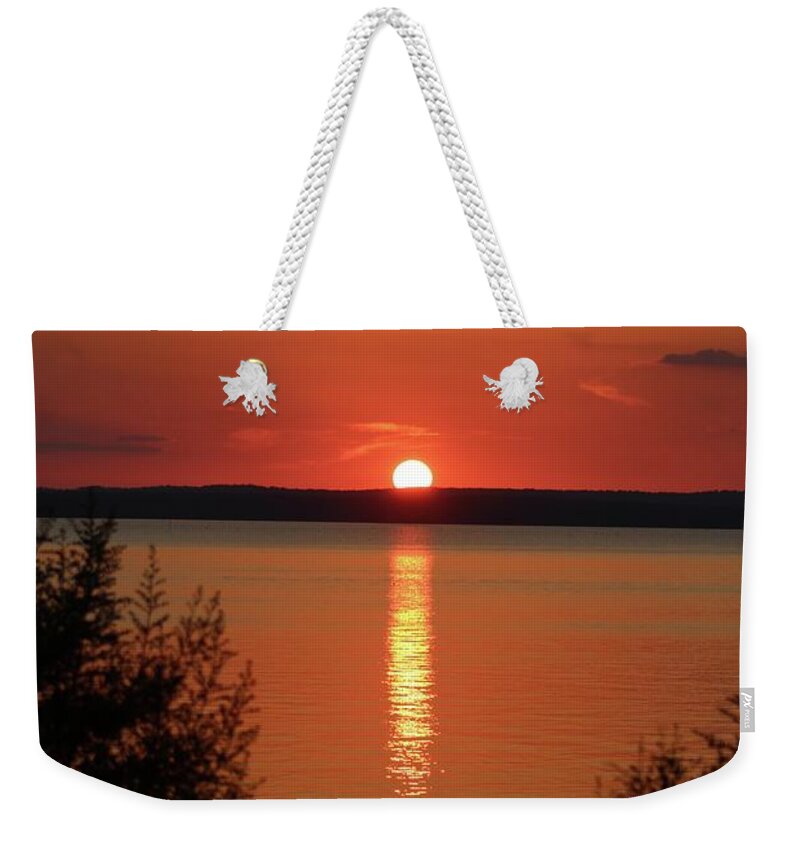 Landscape Weekender Tote Bag featuring the photograph Fire Water by Ella Kaye Dickey