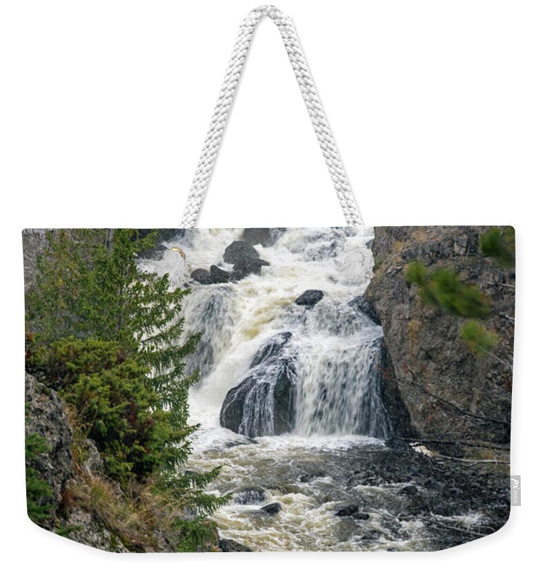 Firehole Weekender Tote Bag featuring the photograph Firehole Falls by Cindy Murphy - NightVisions