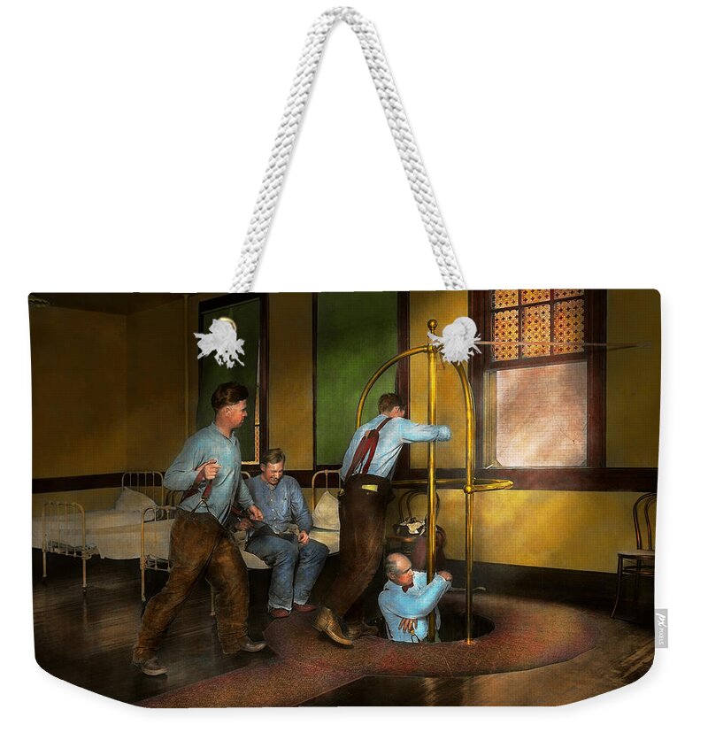 Emergency Weekender Tote Bag featuring the photograph Fireman - The firebell rings 1922 by Mike Savad