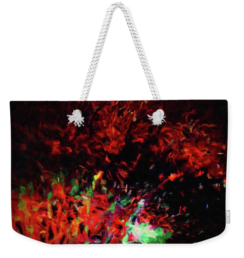 Fireworks Weekender Tote Bag featuring the painting Fireworks 13 by Joan Reese