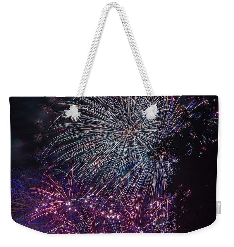 Fireworks Weekender Tote Bag featuring the photograph Fireworks 4 by Jerry Gammon