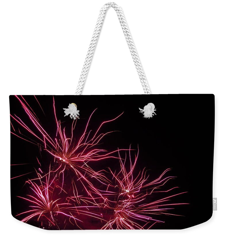 Fireworks Weekender Tote Bag featuring the photograph Fireworks Seven by Nancy Griswold