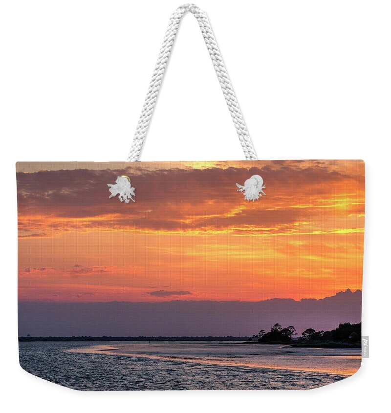 Sunset Weekender Tote Bag featuring the photograph Firey Sky by Steve Gravano