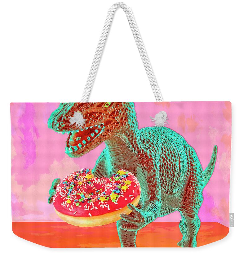 Doughnut Weekender Tote Bag featuring the digital art First Bite by Sandra Selle Rodriguez