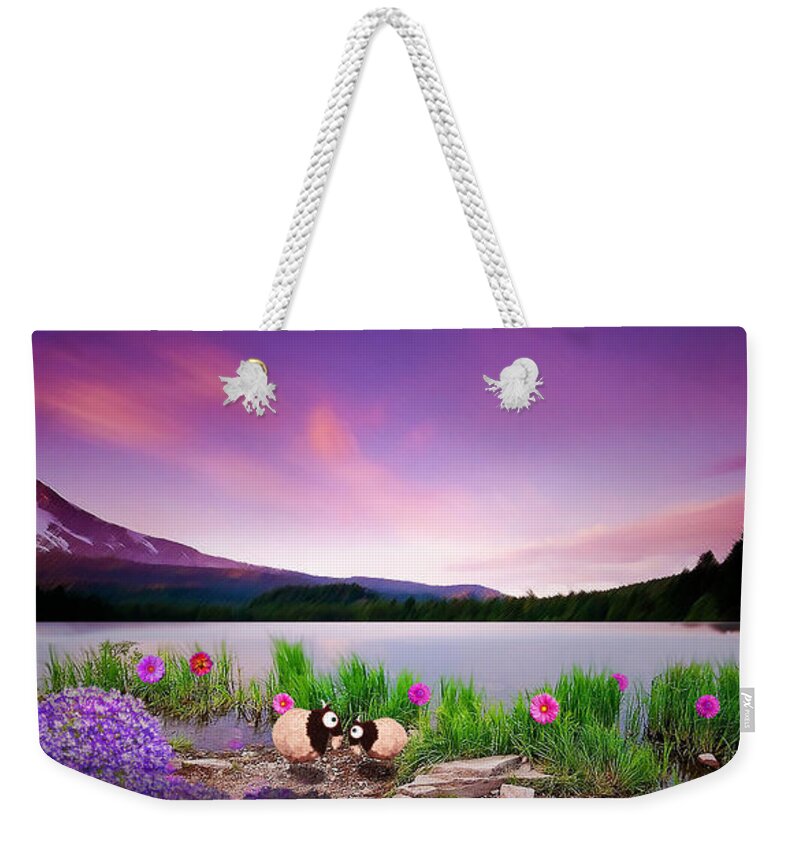 Landscape Weekender Tote Bag featuring the painting First Light by Mindy Huntress