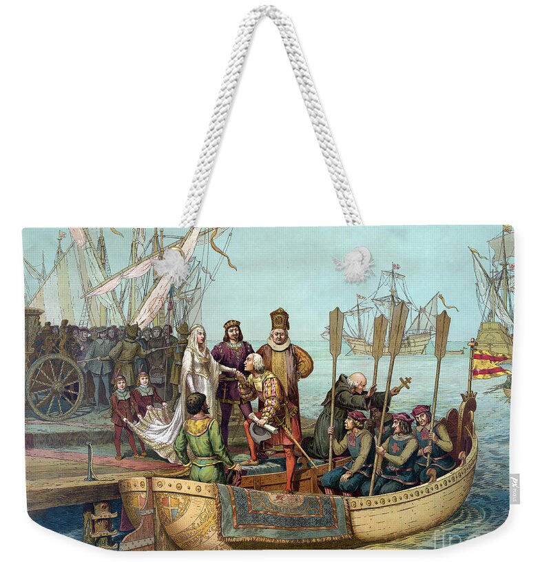 First Voyage Of Columbus, 1492 Weekender Tote Bag by Science