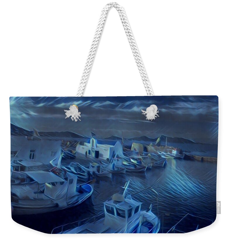 Colette Weekender Tote Bag featuring the photograph Fish harbour Paros Island Greece by Colette V Hera Guggenheim