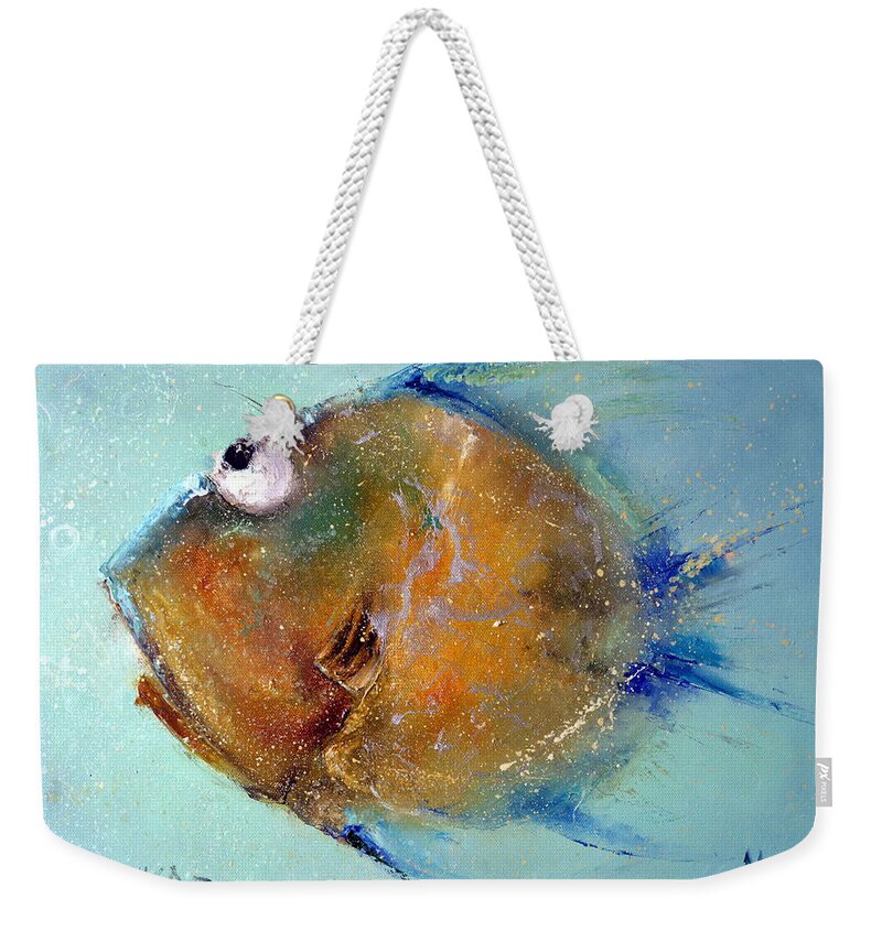 Russian Artists New Wave Weekender Tote Bag featuring the painting Fish-Ka 1 by Igor Medvedev