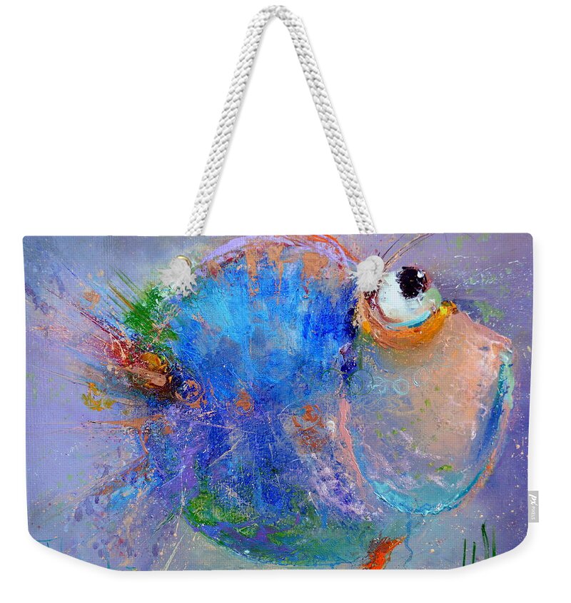 Russian Artists New Wave Weekender Tote Bag featuring the painting Fish-Ka 2 by Igor Medvedev