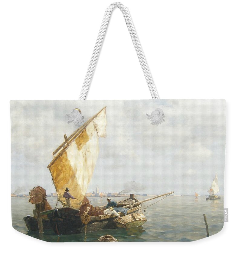 19th Century Art Weekender Tote Bag featuring the painting Fisherman in Venice by Ludwig Dill